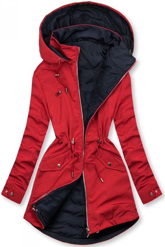 Parka s odopínateľnou kapucňou červená/modrá