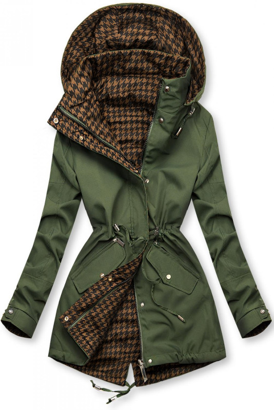 Obojstranná prechodná parka khaki/hnedá pepito
