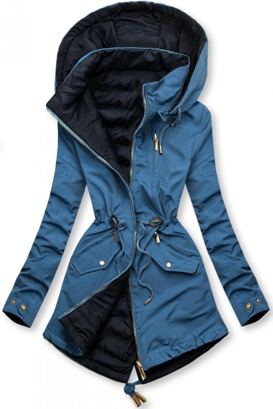 Jeans-tmavomodrá obojstranná parka