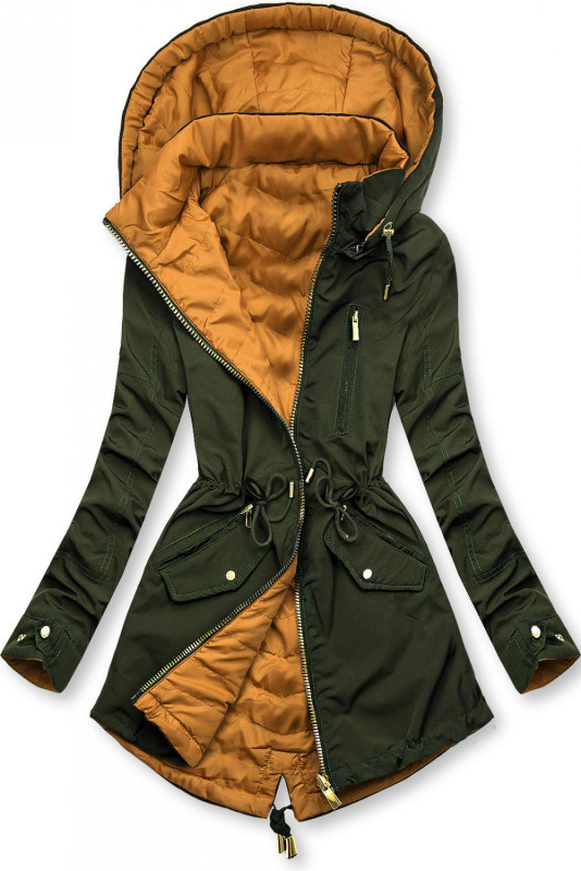 Khaki-mustard obojstranná parka
