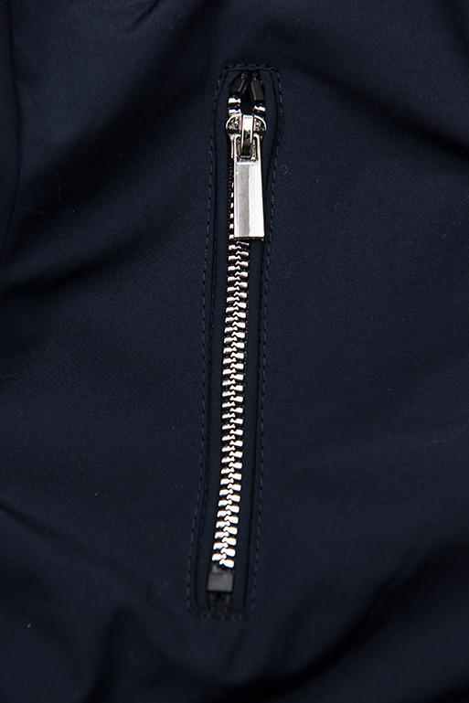 Modro/červená parka s kapucňou