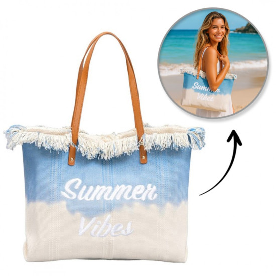 Plážová taška SUMMER VIBES svetlomodrá