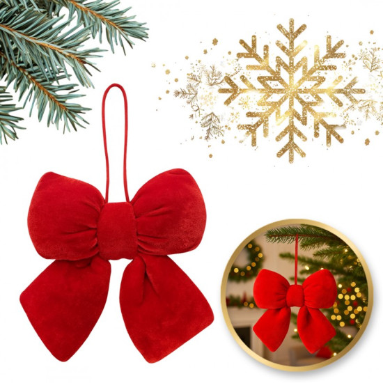 Červená vianočná mašľa 14x5 cm