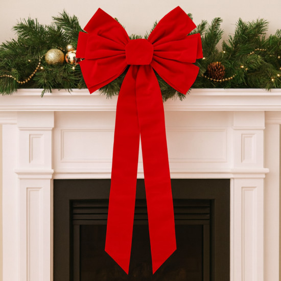 Červená veľká vianočná mašľa 45,7 x 91,4 cm