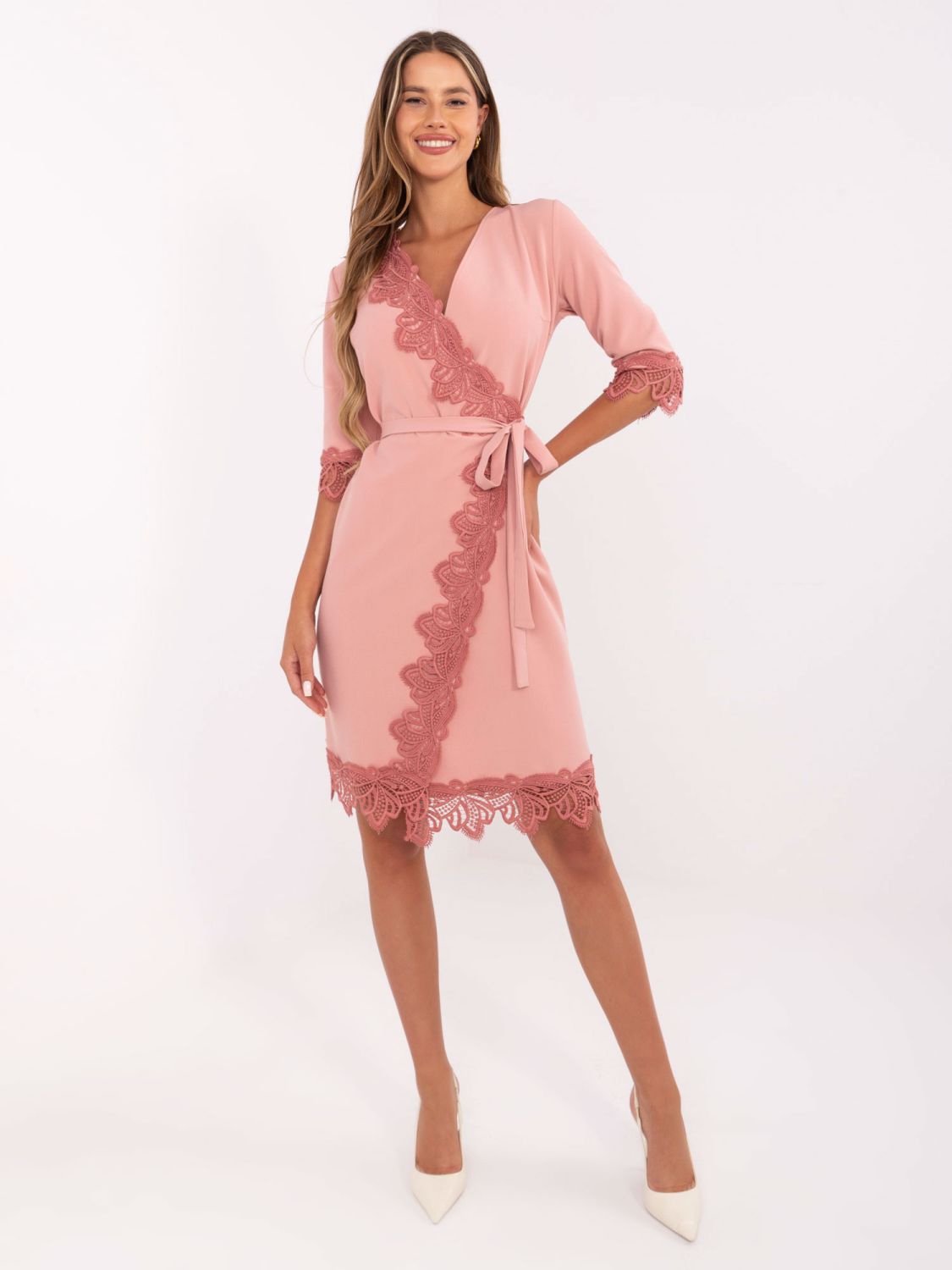 Staroružové kokteilové šaty s 3/4 rukávom