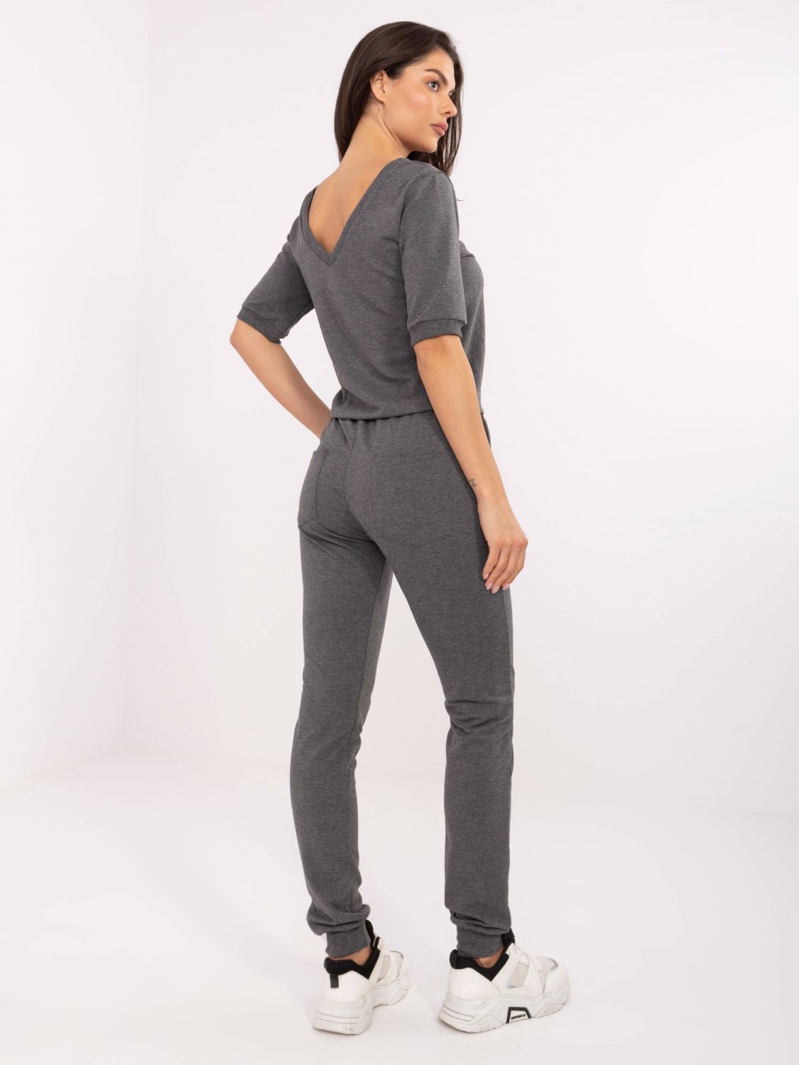 Tmavosivý melírovaný dámsky overal