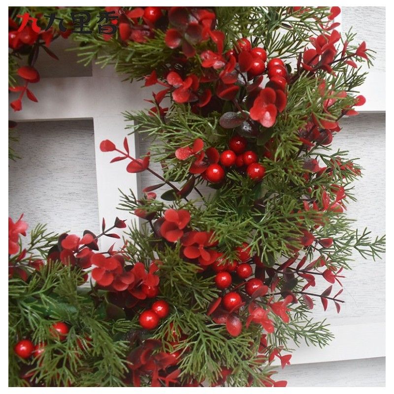 Vianočný veniec na dvere, červená/zelená, 45 cm