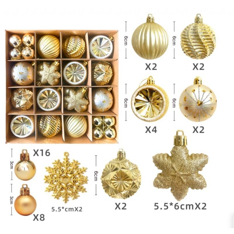 Sada zlatých nerozbitných ozdôb 40 ks