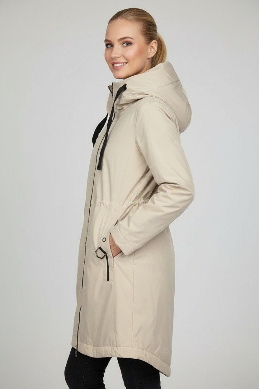 Prechodná bunda s kapucňou krémová