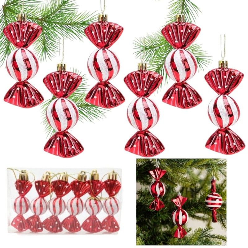 Vianočné ozdoby - bonbóny 6 ks