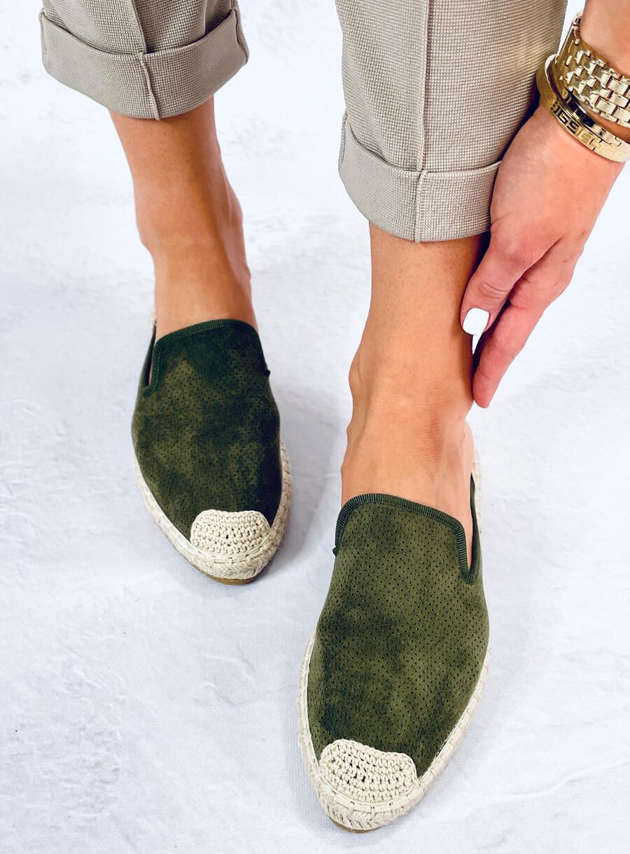 Espadrilky s otvorenou pätou zelené