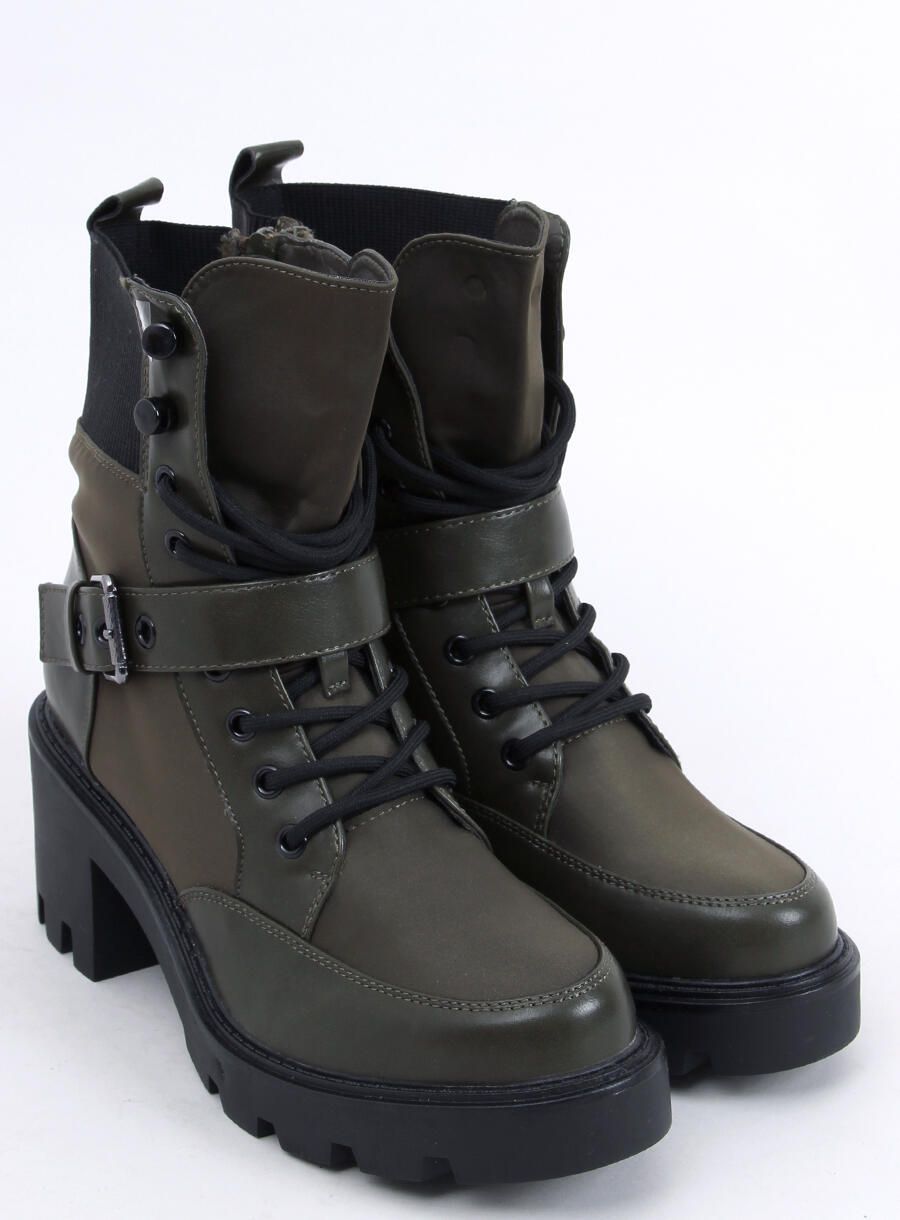 Khaki zelené topánky na šnurovanie