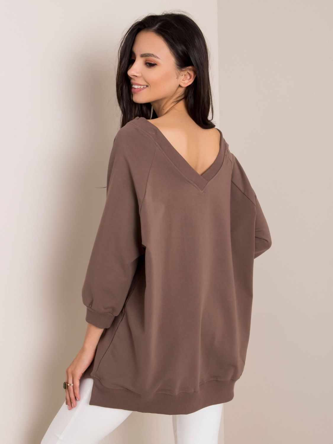 Svetlohnedá oversize mikina RUE PARIS