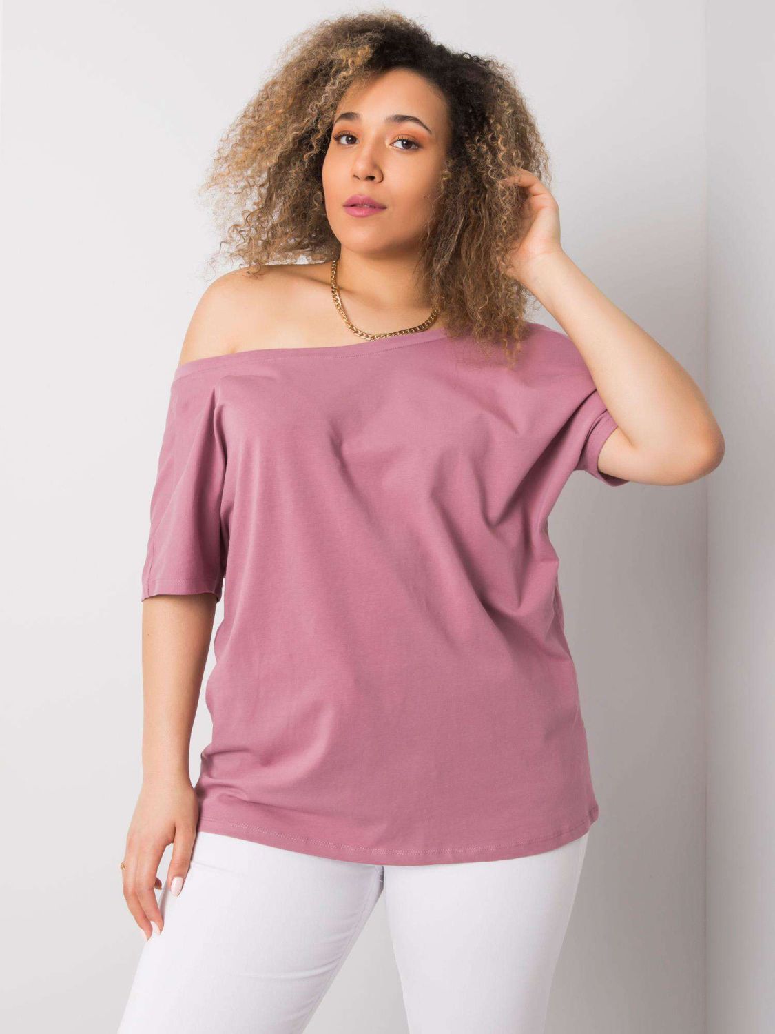 Ružové plus size tričko z bavlny