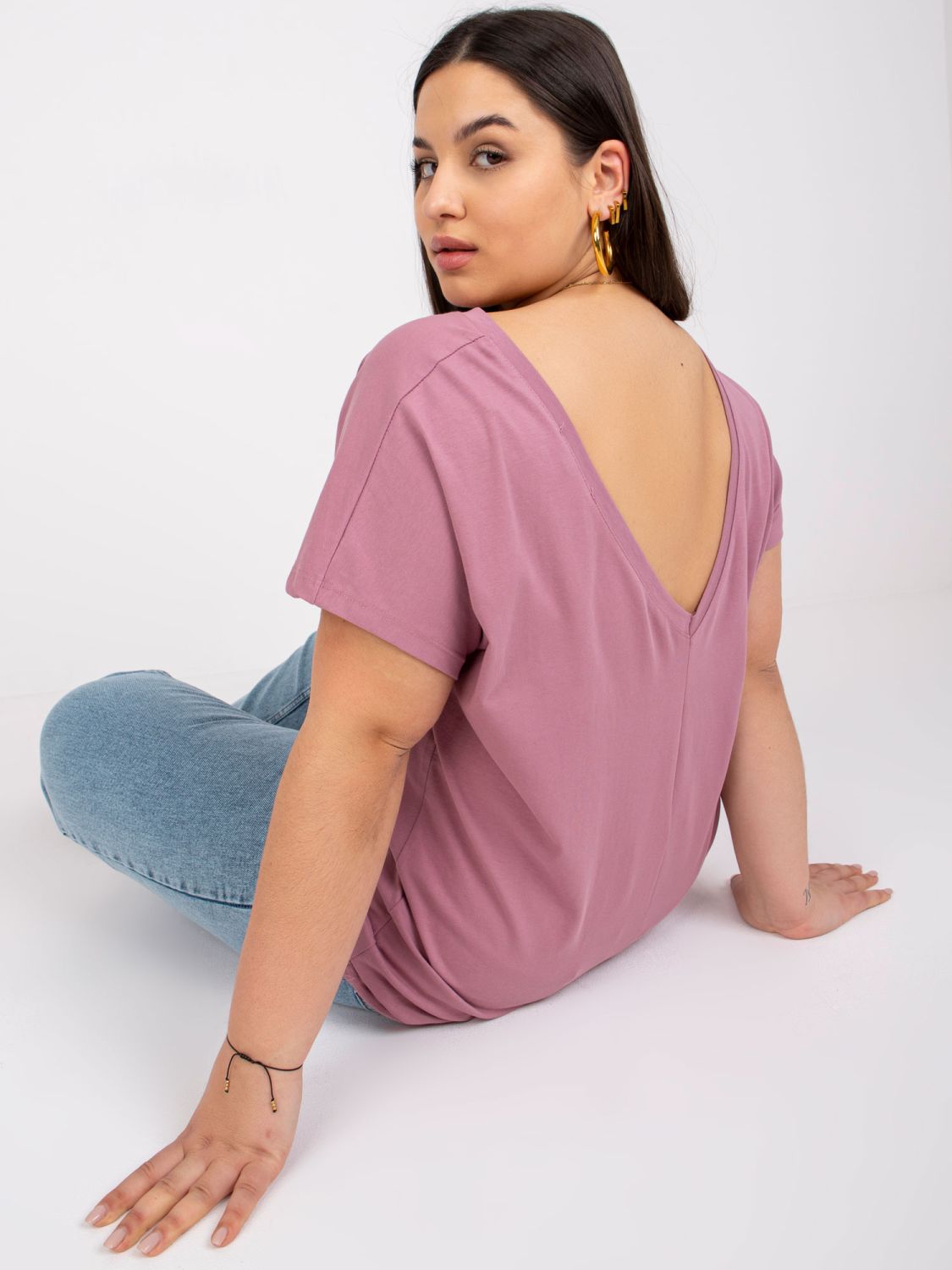 Ružové plus size tričko z bavlny