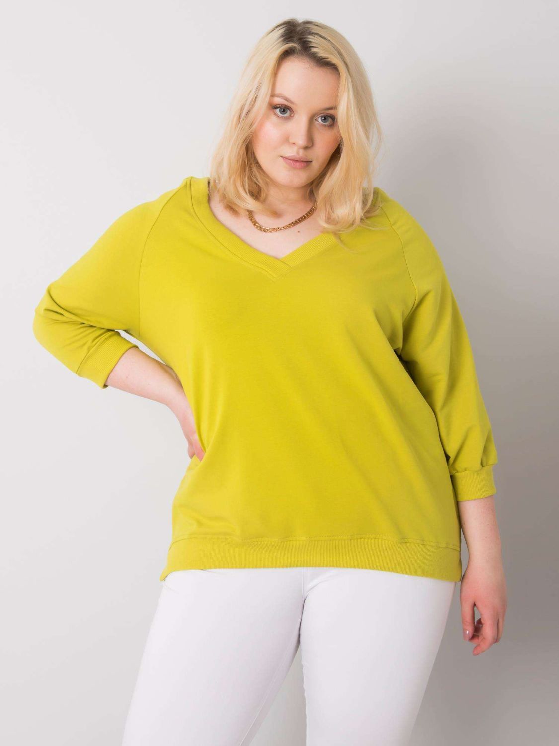 Svetlozelená plus size mikina z bavlny