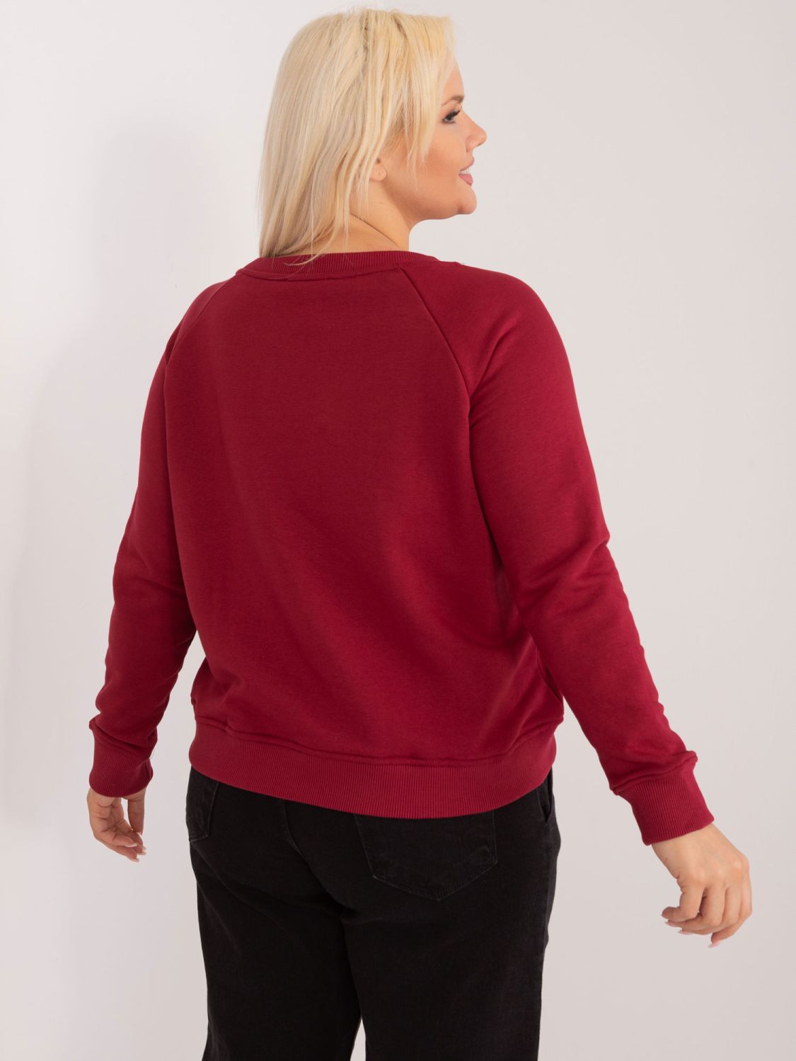 Bordová plus size mikina bez kapucne