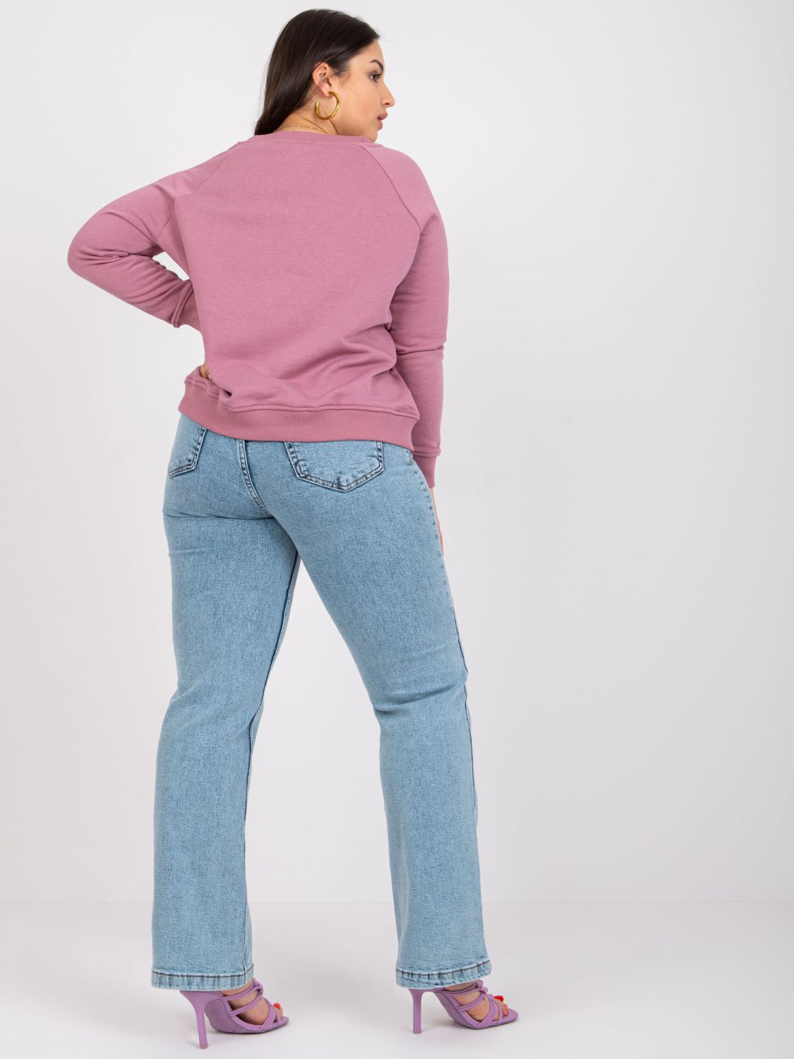 Ružová plus size mikina bez kapucne