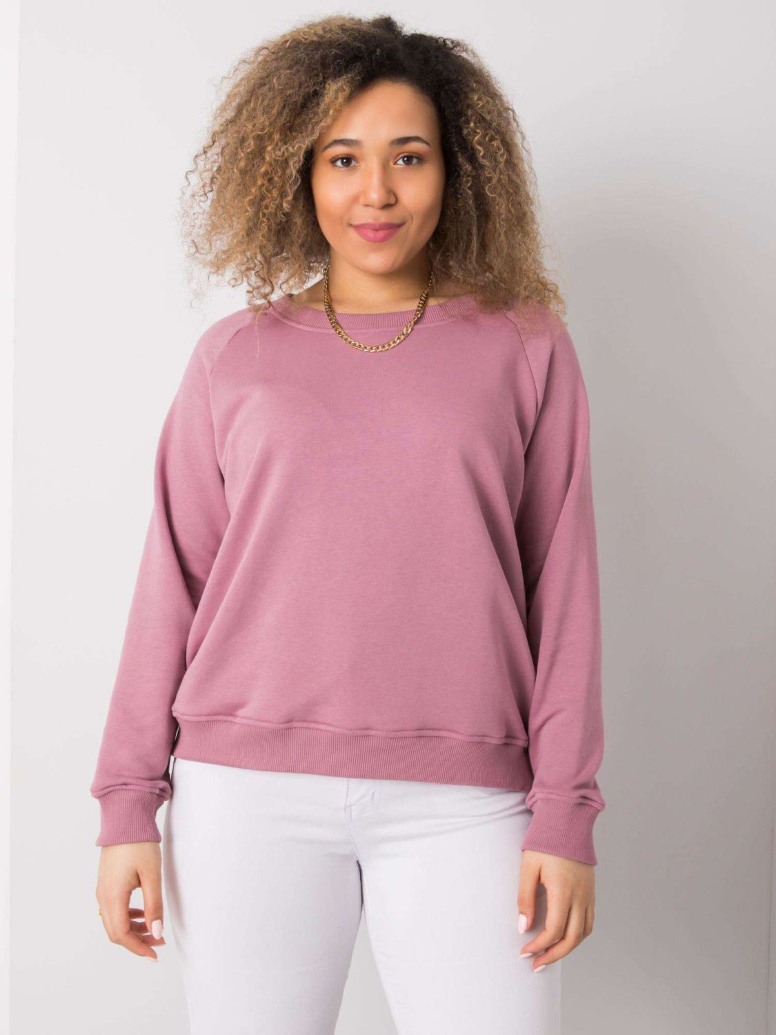Ružová plus size mikina bez kapucne