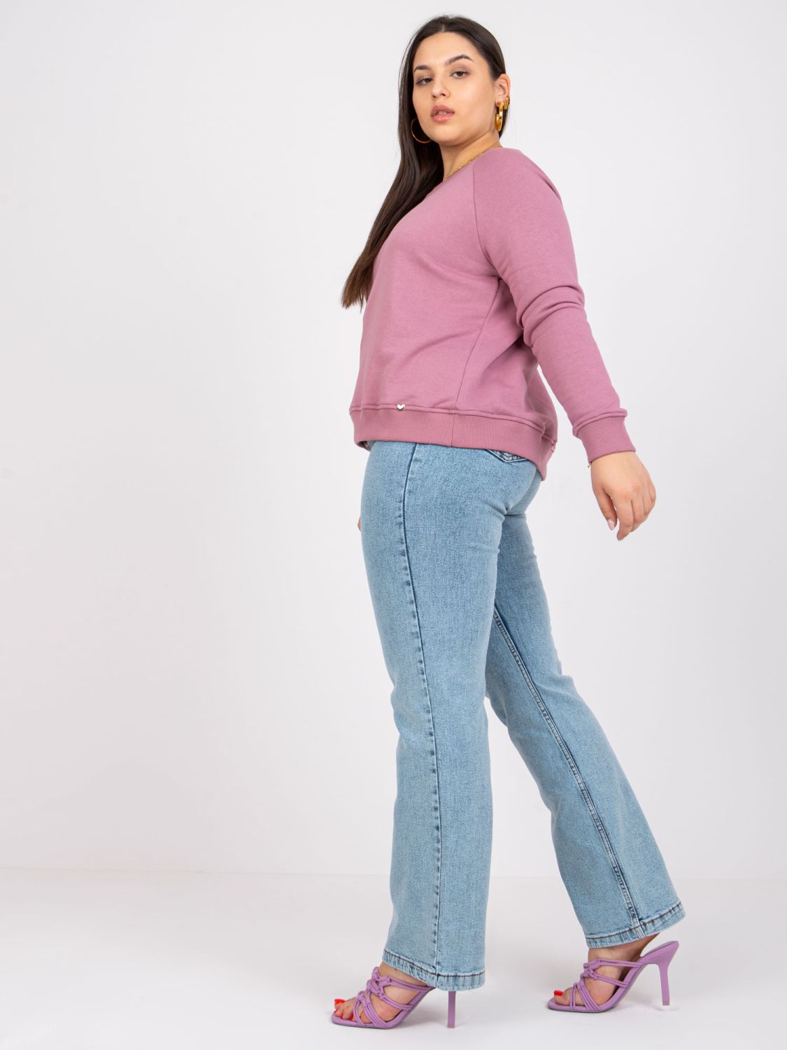 Ružová plus size mikina bez kapucne