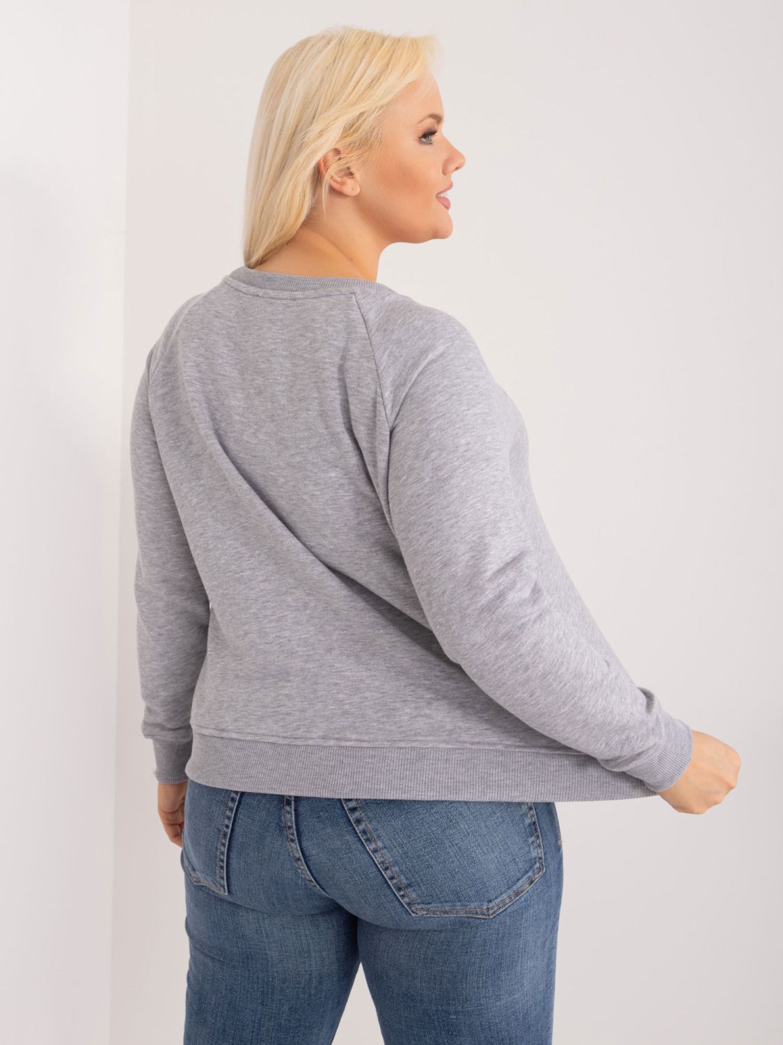 Sivá plus size mikina bez kapucne