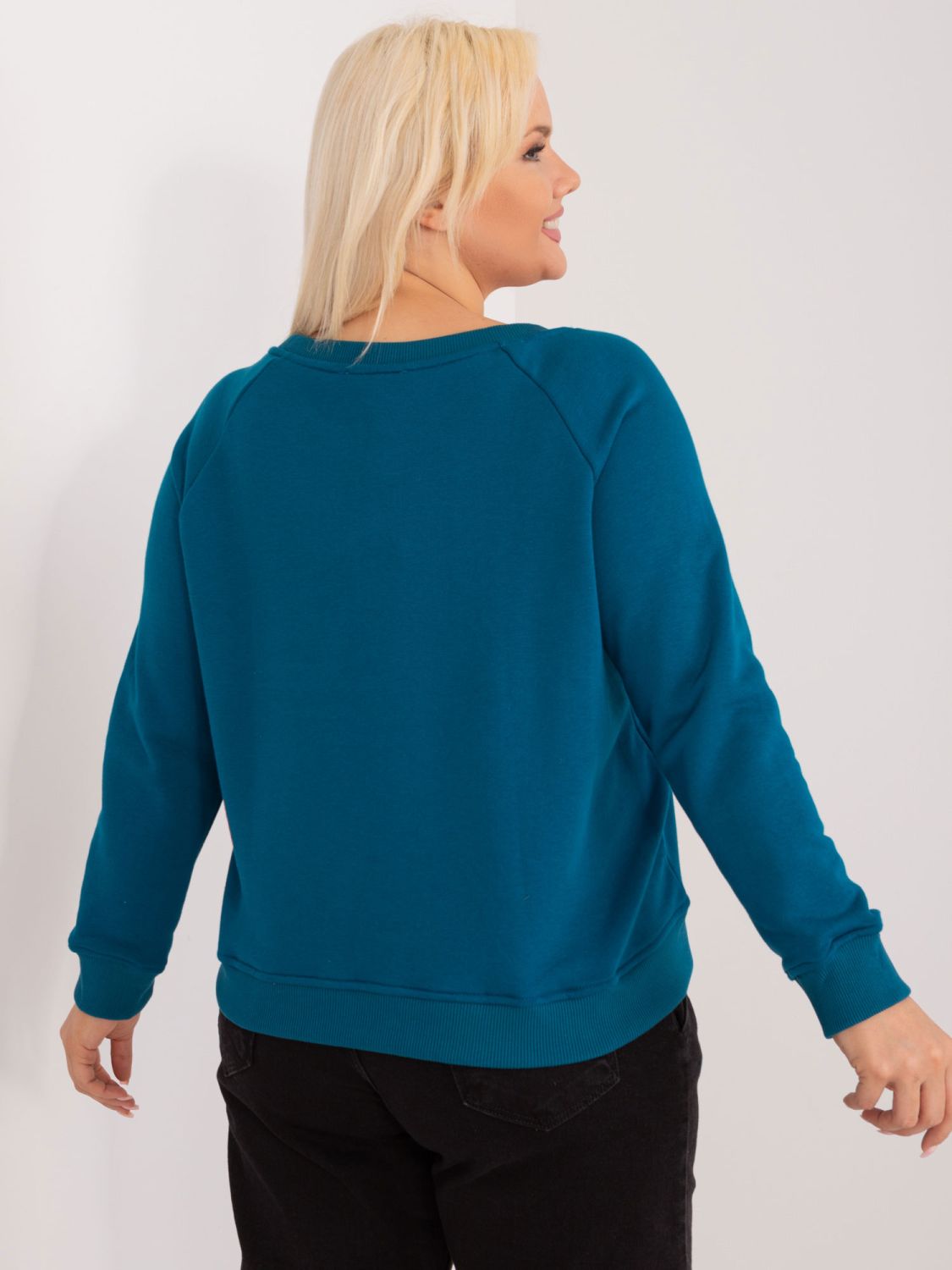Morská modrá plus size mikina bez kapucne