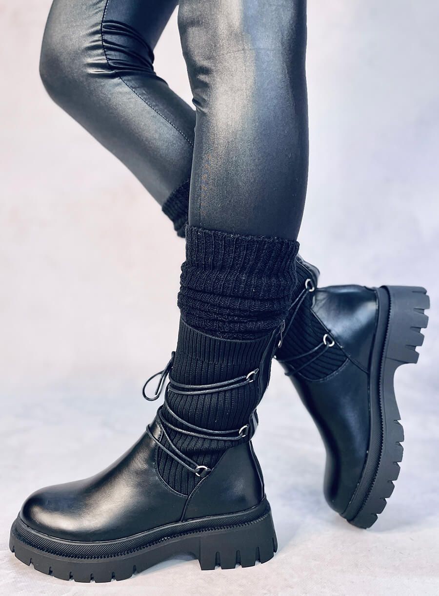 Dámske čižmy s elastickým zvrškom čierne