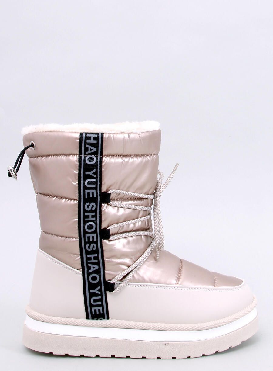 Zimné snehule so šnurovaním béžové