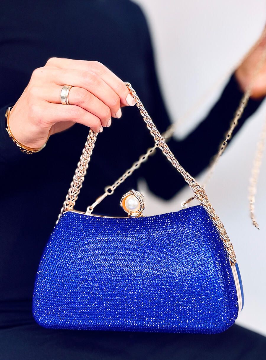 Spoločenská clutch kabelka kobaltovomodrá