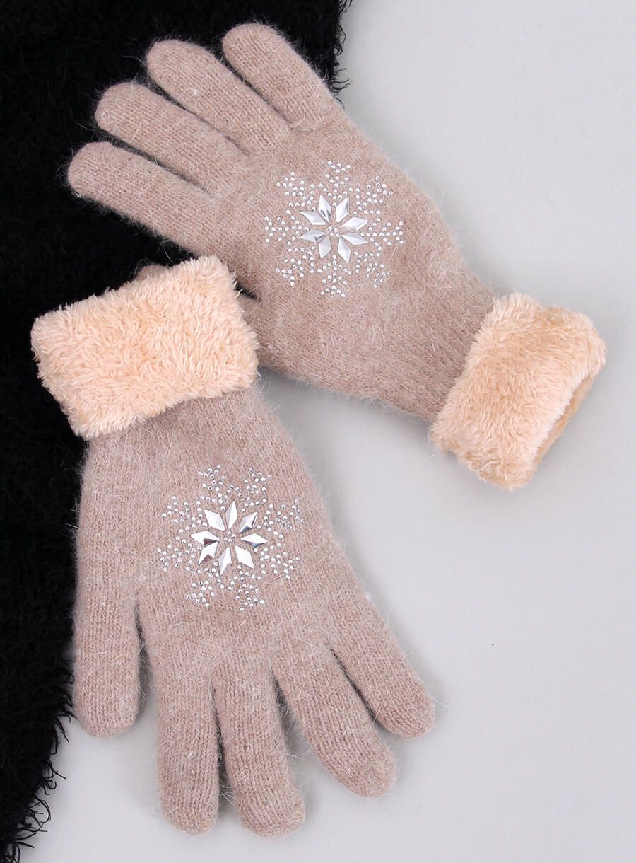 Béžové dámske rukavice SNOWFLAKE
