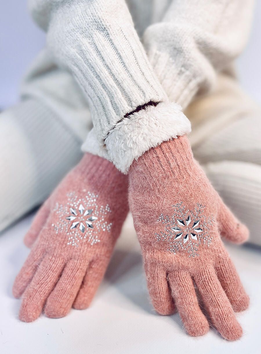 Ružové dámske rukavice SNOWFLAKE
