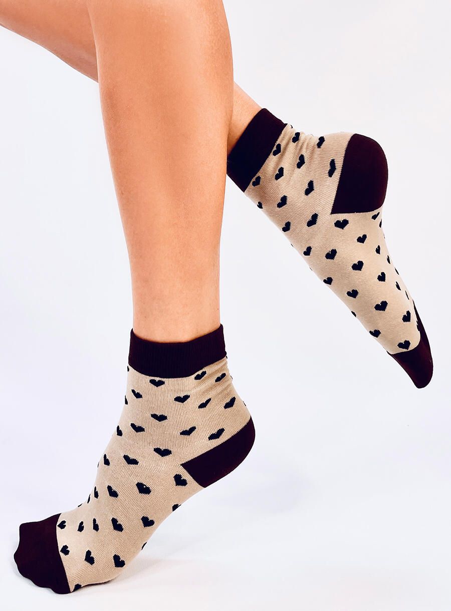 Dámske ponožky so vzorom srdiečok - 5 párov