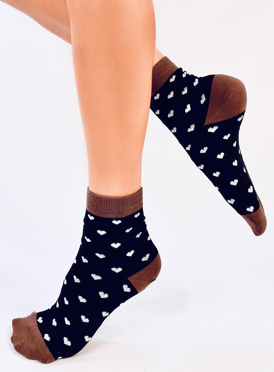 Dámske ponožky so vzorom srdiečok - 5 párov