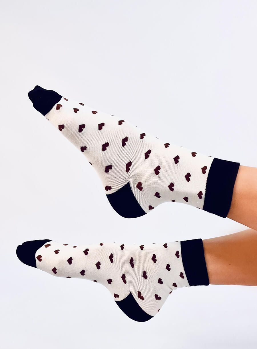 Dámske ponožky so vzorom srdiečok - 5 párov