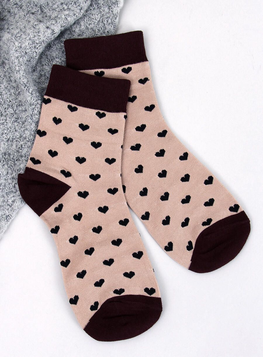 Dámske ponožky so vzorom srdiečok - 5 párov