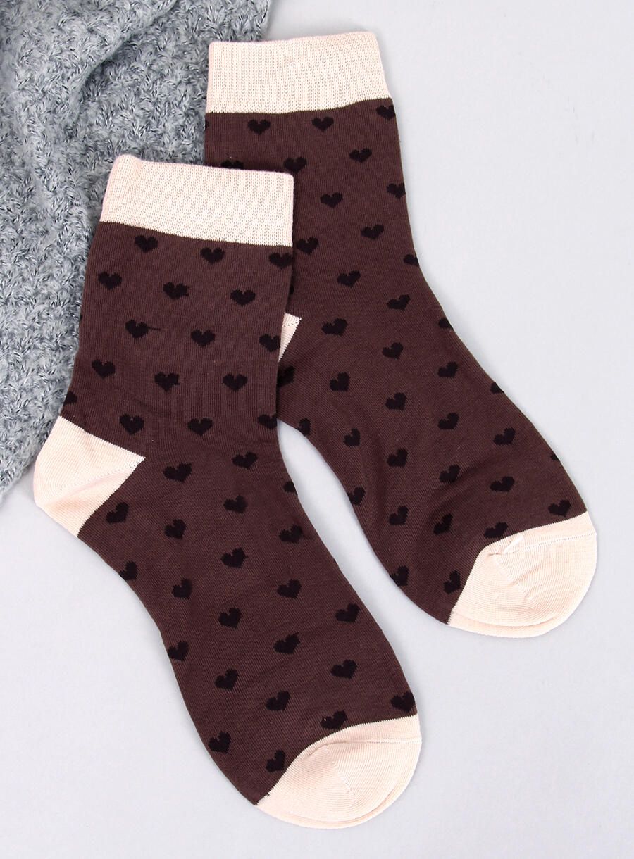Dámske ponožky so vzorom srdiečok - 5 párov