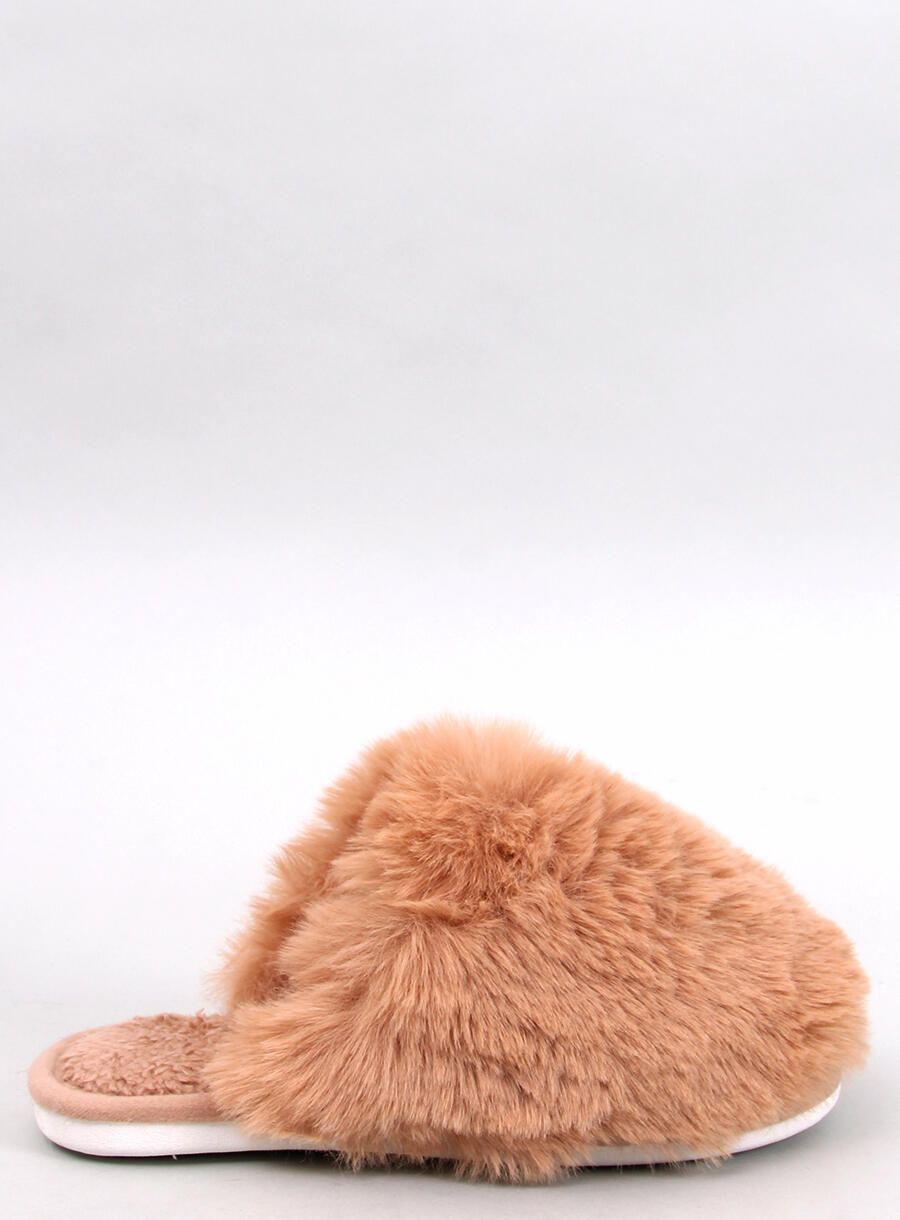 Papuče s umelou kožušinou camel