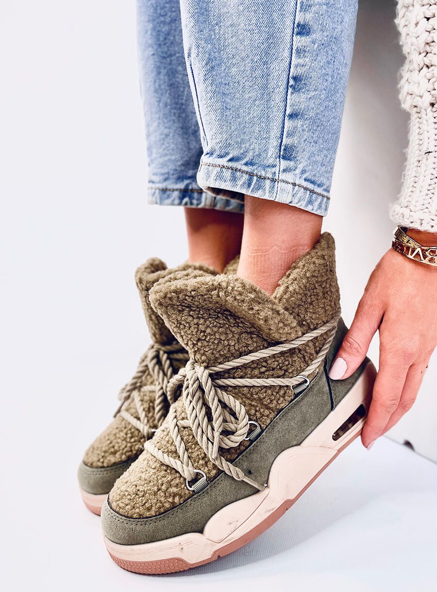 Snehule v štýle sneakers khaki zelené