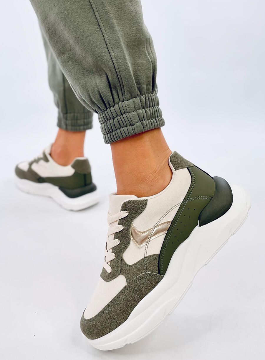 Khaki tenisky na platforme ekokoža/semiš