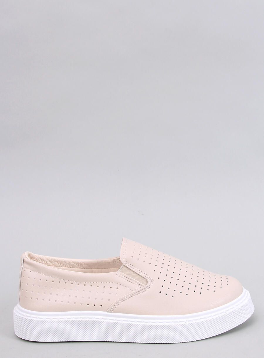 Perforované slip-on tenisky béžové