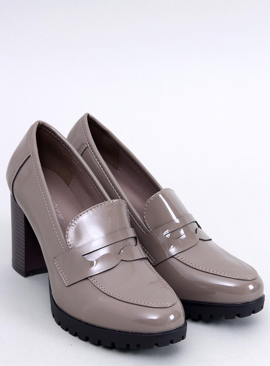 Dámske lodičky/mokasíny na podpätku tmavobéžové