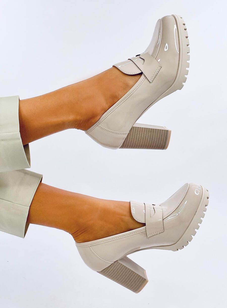 Dámske lodičky/mokasíny na podpätku béžové