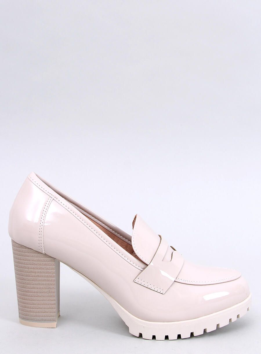 Dámske lodičky/mokasíny na podpätku béžové