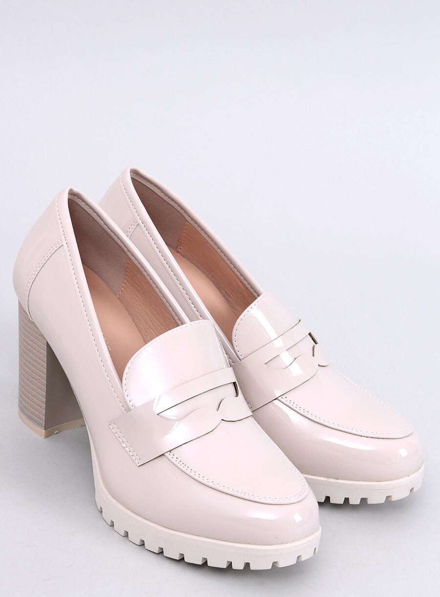 Dámske lodičky/mokasíny na podpätku béžové