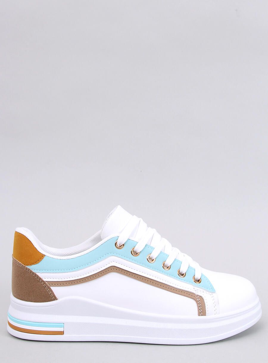 Biele tenisky s pruhom babyblue/hnedá