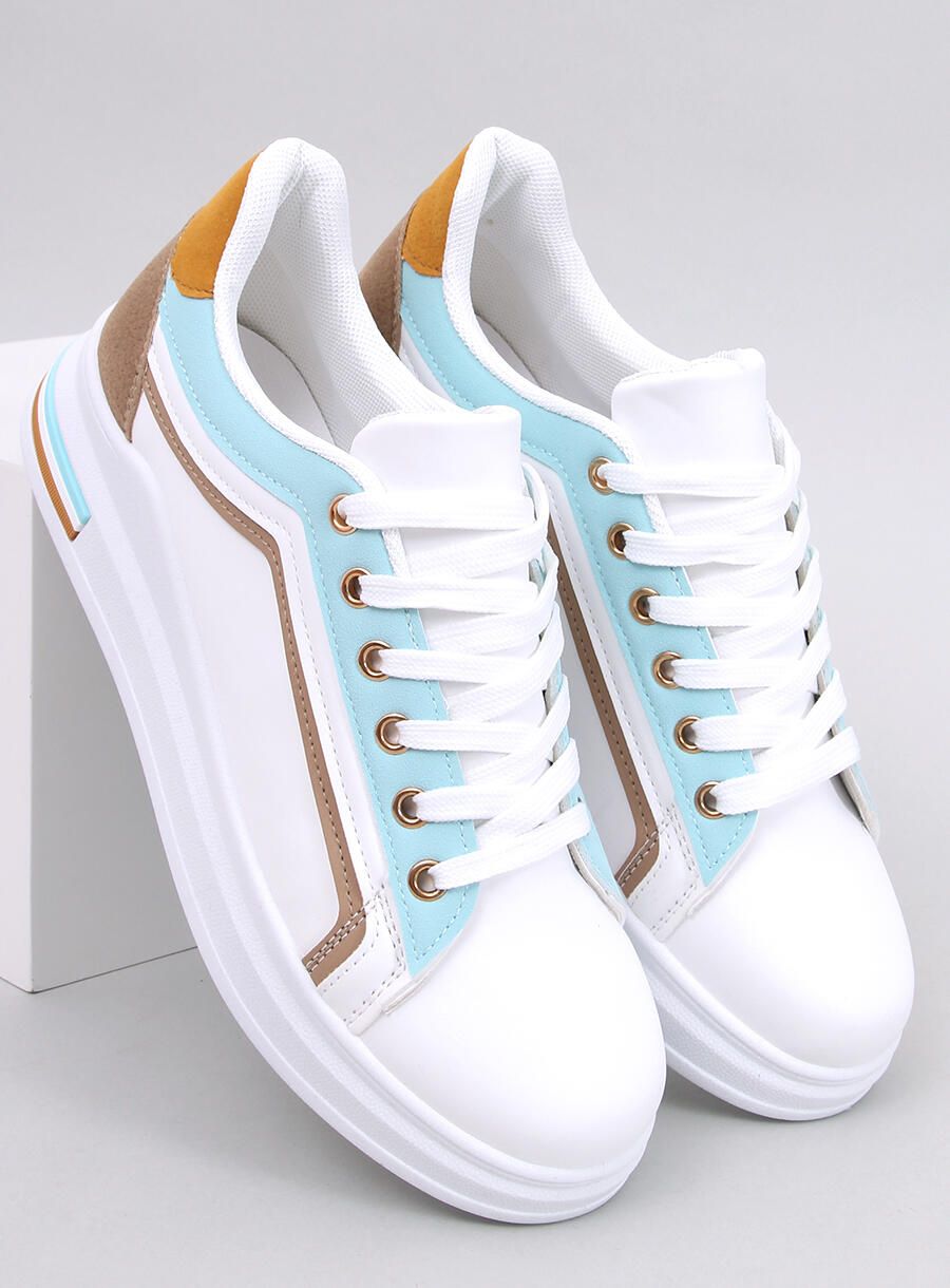 Biele tenisky s pruhom babyblue/hnedá