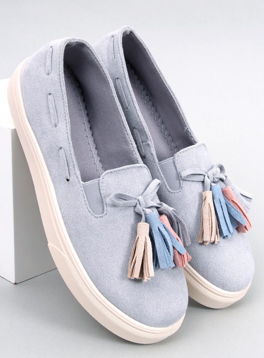 Sivé slip-on espadrilky so strapcami