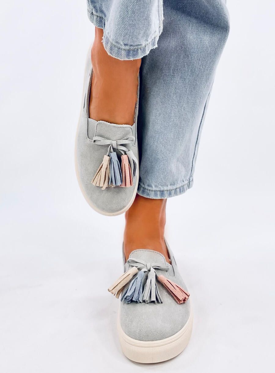 Sivé slip-on espadrilky so strapcami