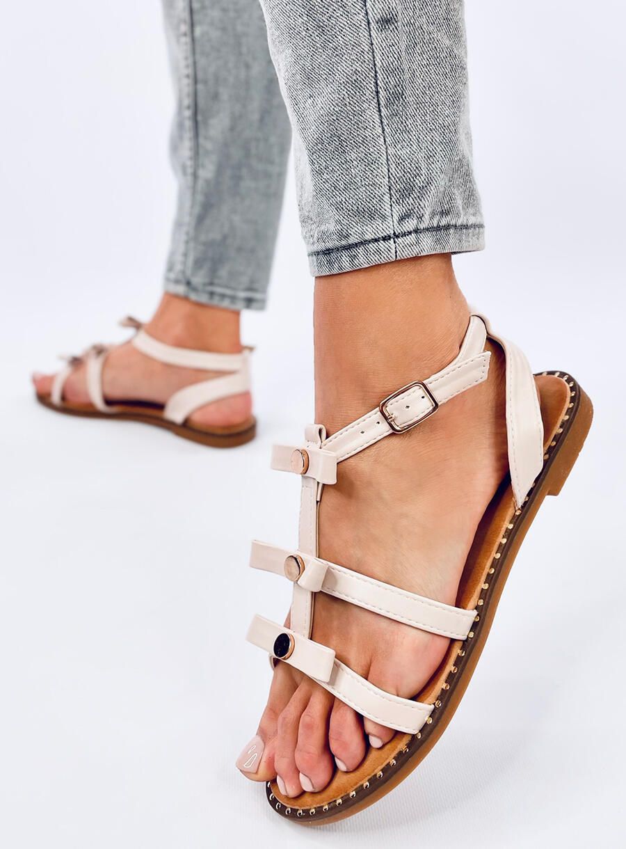 Letné béžové sandále s mašličkami