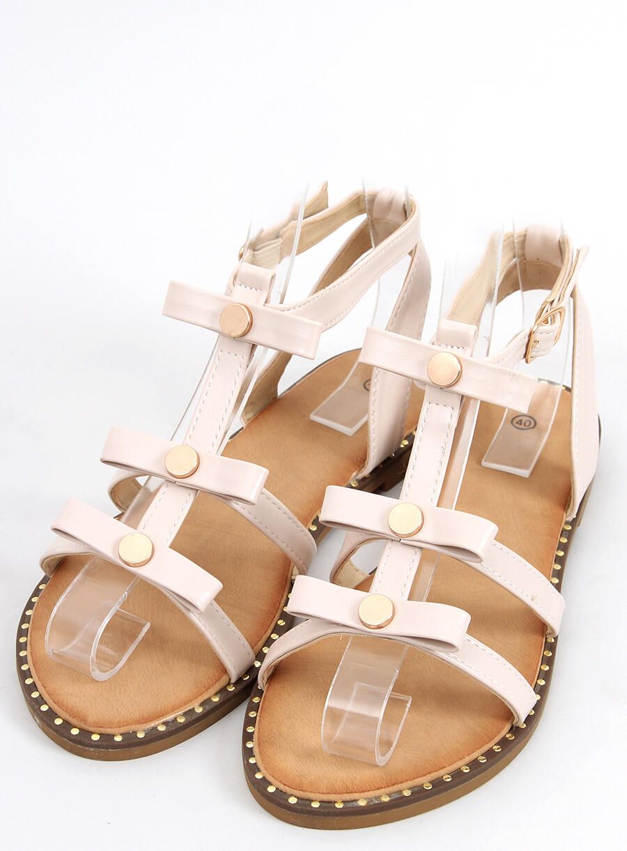 Letné béžové sandále s mašličkami